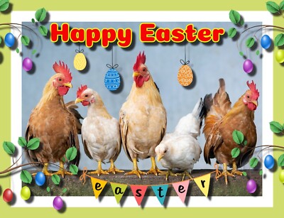 Frohe Ostern Grußkarte A5 Blanko Tageskarten Huhn Hühner Wimpel Ei Spaß