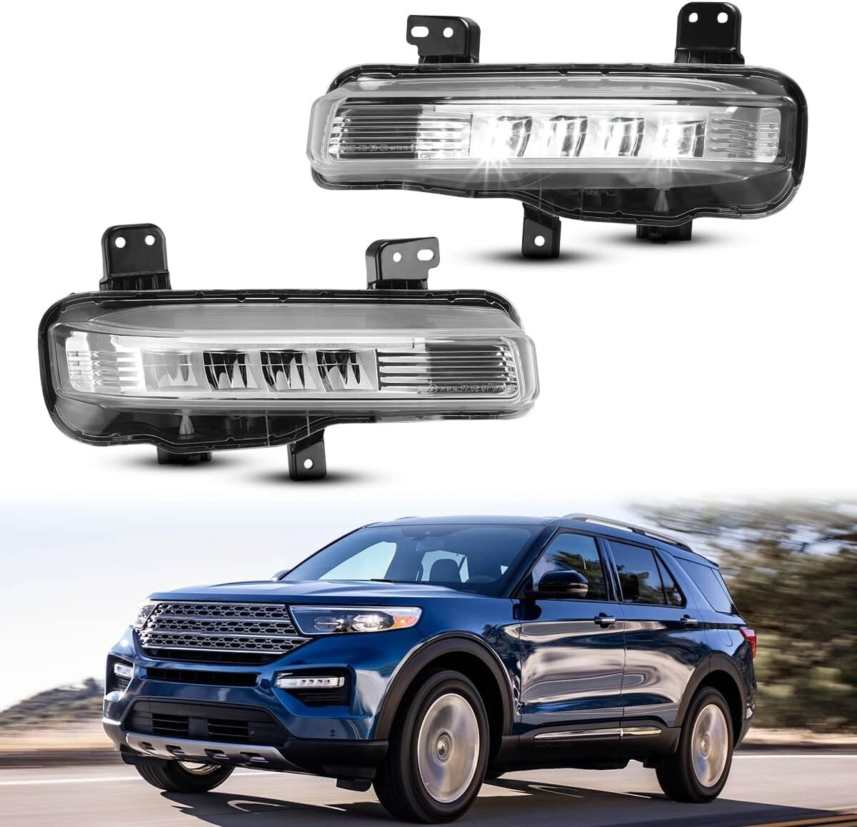 For 2020 2021 2022 2023 Ford Explorer LED Fog Lights Lamps w
