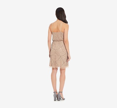 beige cocktail dress sleeveless Sparkling Beige mini dress with draping L / 8 / Beige main image 0