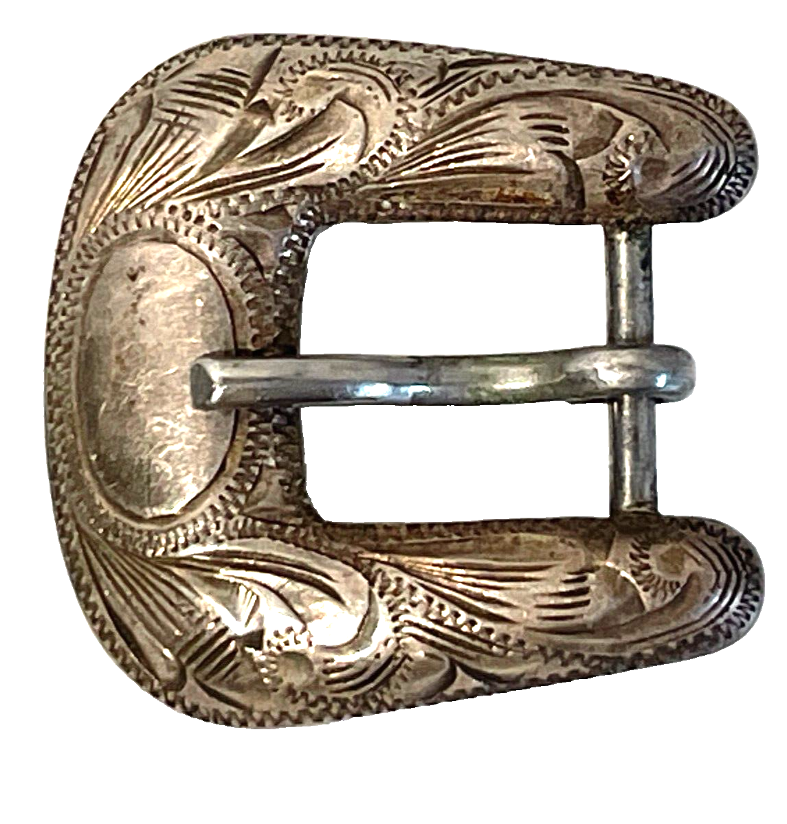 Petite boucle de ceinture en argent sterling antique avec gravure
