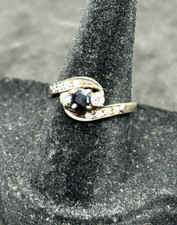 925 Sterling Silver Black Onyx CZ Ring Size 6.5 - 1.72g