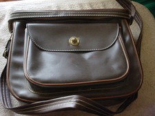 Vintage CAMERA BAG VINYL 2 COMPARTMENT 10 INCHES x 3 INCHES STRAP FREE USA SHIP