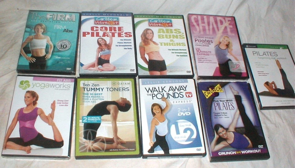 Lot 40 MIXED Fitness Yoga Pilates Workout DVD s P90X Set Core Rhythms Turbo Firm