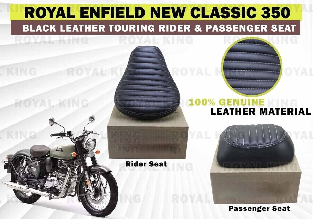 Siège Avant Et Arrière Passager Pour Royal Enfield Bullet Standard 350/500 – Noir, Similicuir, Neuf