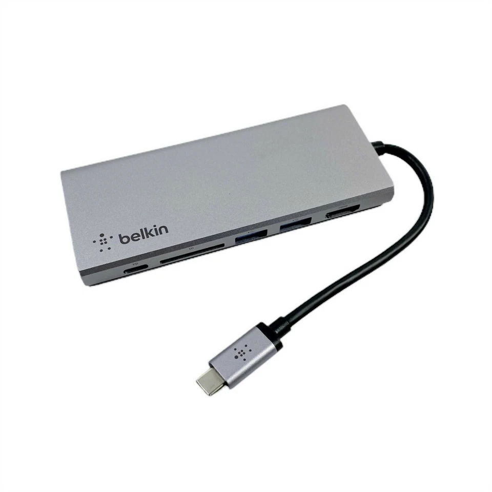 BELKIN USB-C MULTIMEDIA HUB 1 HDMI ETHERNET 60W PD PC MAC *REFURB1* F4U092BTSGY - Image 2 of 3