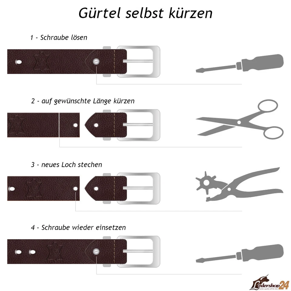 Genuine leather belt 4 cm men women leather belt up to 120 cm shortenable jeans Black - Image 3 of 3