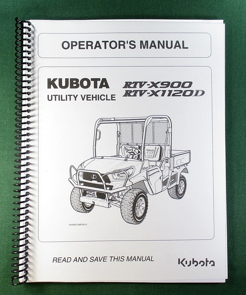 Kubota RTV-X900 Operator's Manual: 124 Pages Coil Bound & Protective Covers!