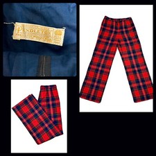 Vintage Pendleton Wool Pants Plaid Red Wide Leg M