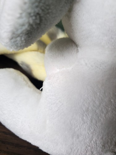 Peluche cane cucciolo bianco Little Beginning Lovey giallo grigio coperta di sicurezza bambino - Foto 12 di 13