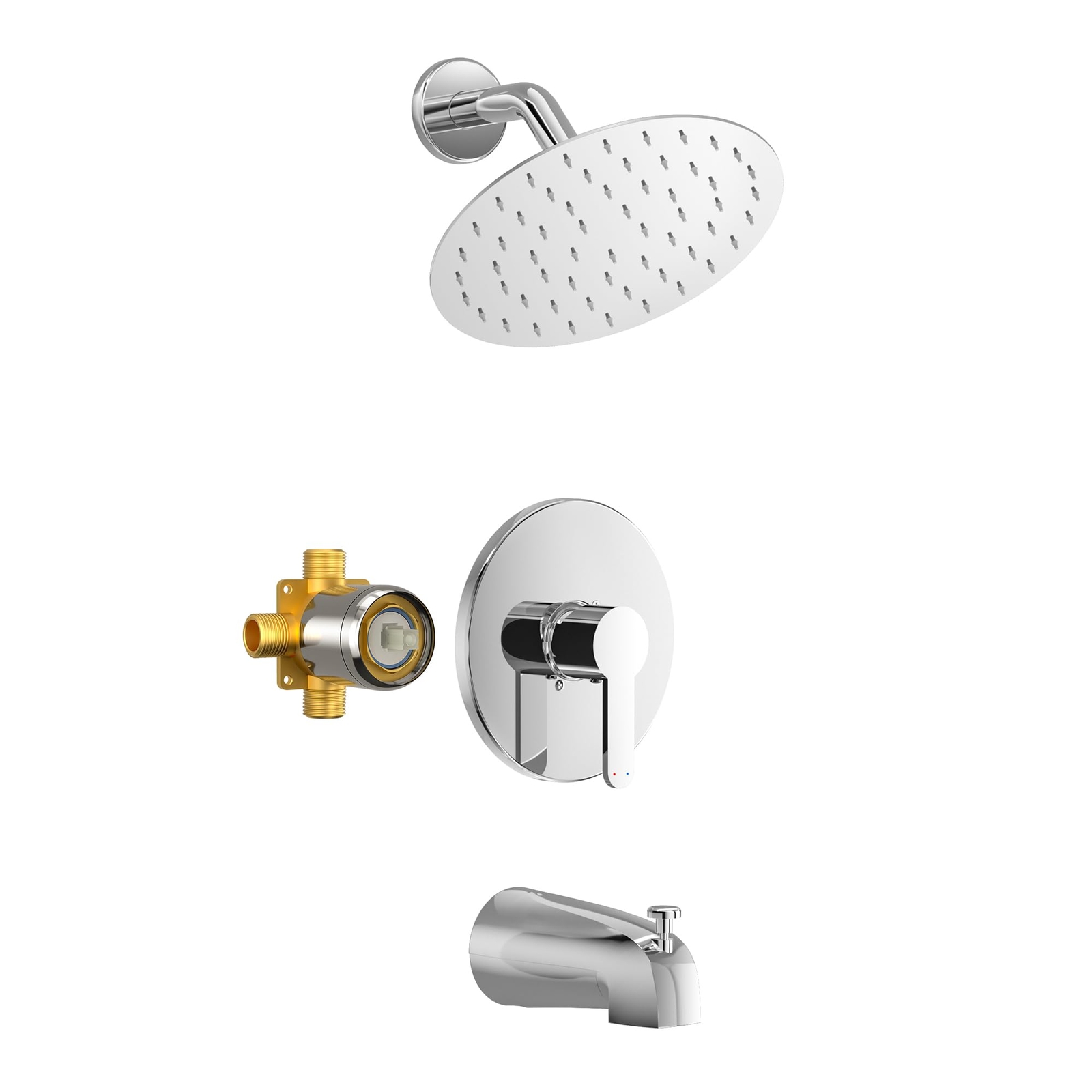 Tub Shower Faucet Chrome Tub Shower Faucet Set 8-Inch Rainfall Shower Head Tub S