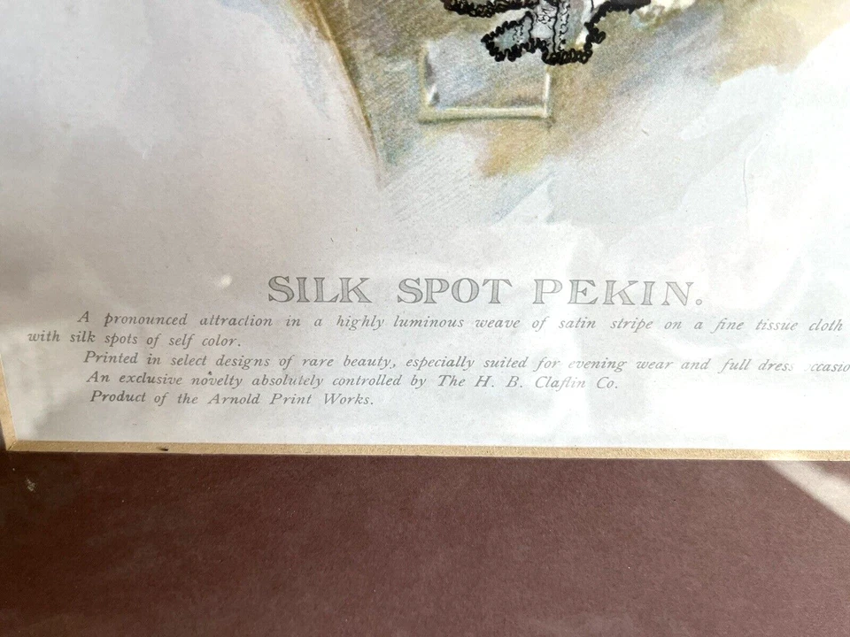 H.B. Clafin Co Ladies Fabric Framed Advertising Print 1890-1914 "Silk Spot Pekin - Image 3 of 4