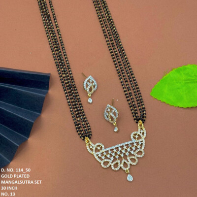 Royal Grace Gold-Plated American Diamond Mangalsutra Set & Matching Earring