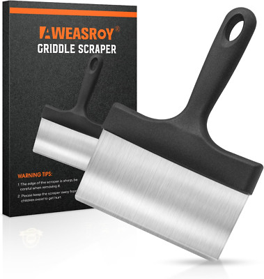 Heavy Duty Grill Scraper Stainless Steel Griddle Scraper with 5'' Handle,Sturdy F