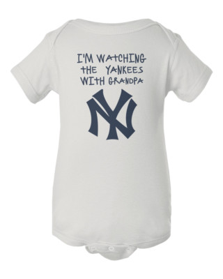 Watching the Yankees With Grandpa Baby Short Sleeve Bodysuit