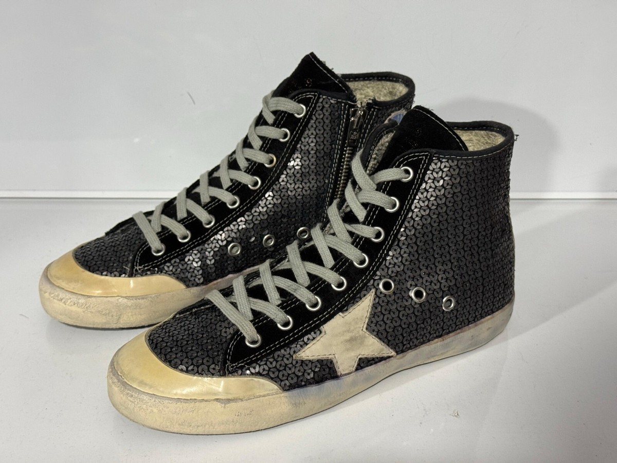 Golden Goose Francy Black Sequin Sneakers Size US