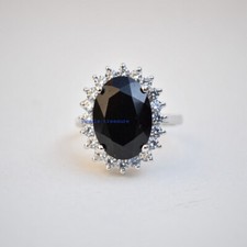Natural Black Onyx  CZ Gemstones With 925 Sterling silver Ring for women's 445
