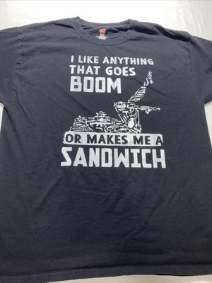 I Like Anything That Goes Boom Tshirt Black Mens Size Large Funny Hanes