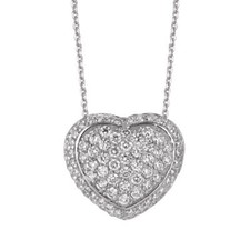2.55 Carat Natural Diamond Heart Necklace Pendant 14K White Gold G SI