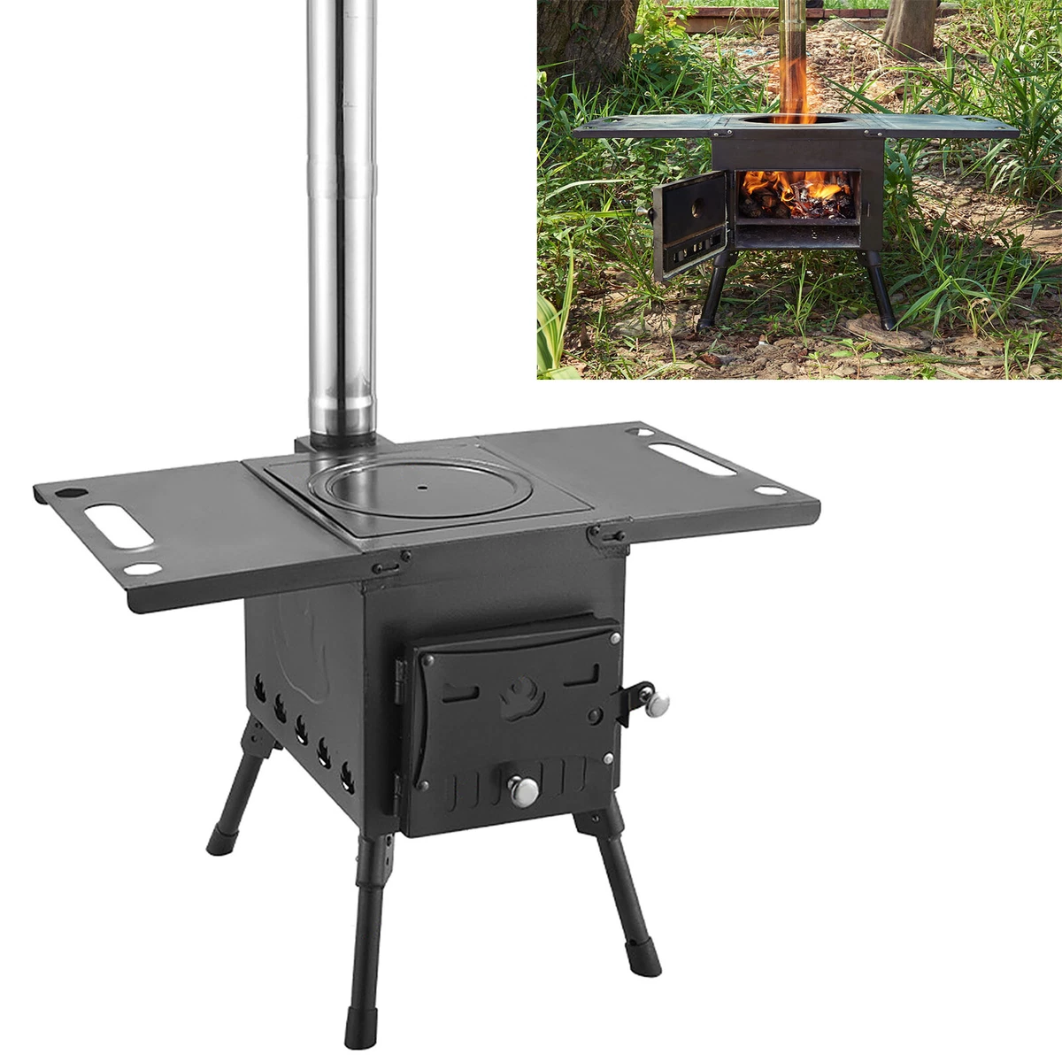 Foldable Tent Stove Wood Burning Stove Camping Tent Stove with Chimney Pipe  C9F0 | eBay