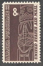US. C70. 8c. Tingit Totem, Southern Alaska, Alaska Purchase Issue. MNH. 1967