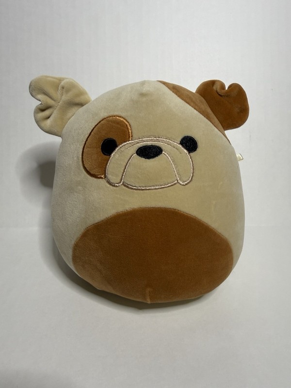 Squishmallows Dog Squad 8" Griz the Brown & White Bulldog Kellytoy Plush