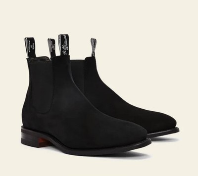R.M. Williams Comfort Craftsman Boots Black SUEDE 7.5G BRAND NEW IN BOX