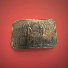 PI01101 VINTAGE 1970s **ROLLS ROYCE** AUTO CAR COMPANY BRASSTONE BELT BUCKLE