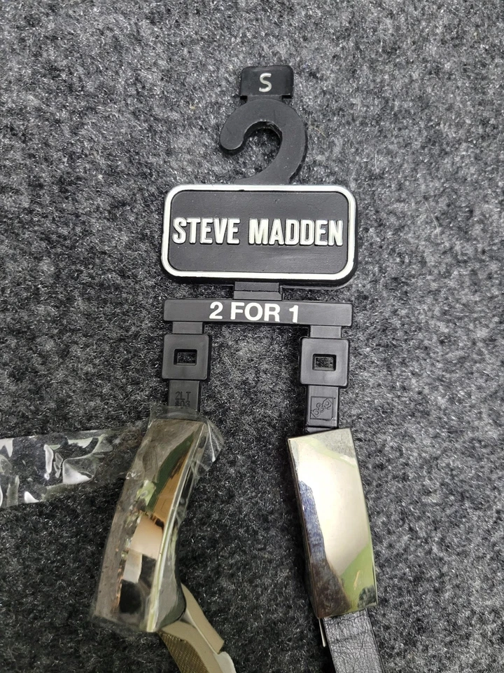 Conjunto de cinto Steve Madden feminino pequeno preto dourado vestido magro cintura pacote com 2 SM1877 - Imagem 2 de 4