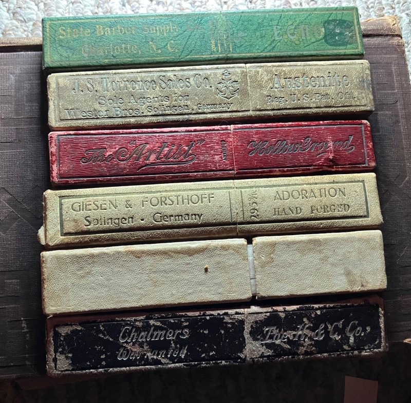Vintage Straight Razor boxes lot Chase's, Rodgers, Norton, G&F boxes only
