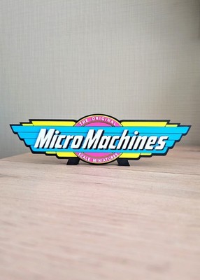   Micro Machines Logo - 3D Schild Spielzeug Vintage Retro Gaming Galoob  23x6cm