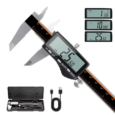 HARDELL Digital Caliper, Rechargeable Calipers with Large LCD Screen, Stainless 