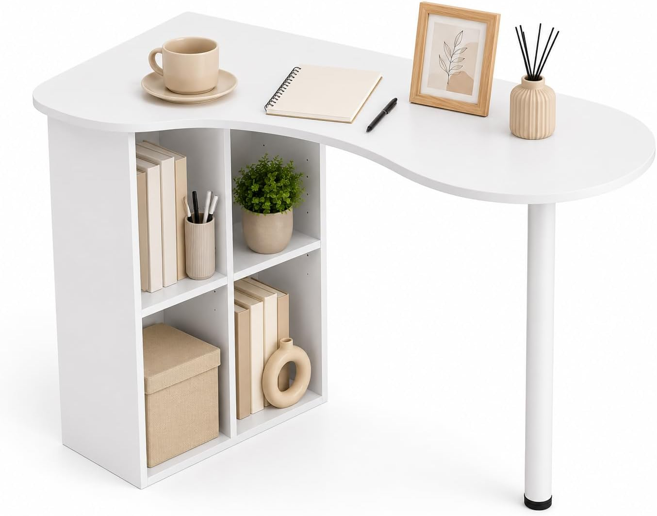 Computer Desk Oak Corner Desk Home Office Study Table Shelves Workstation 100cm