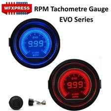 2 52mm Bluered Digital Led Tachometer Gauge 0-9999 Rpm For Car Motorcycle