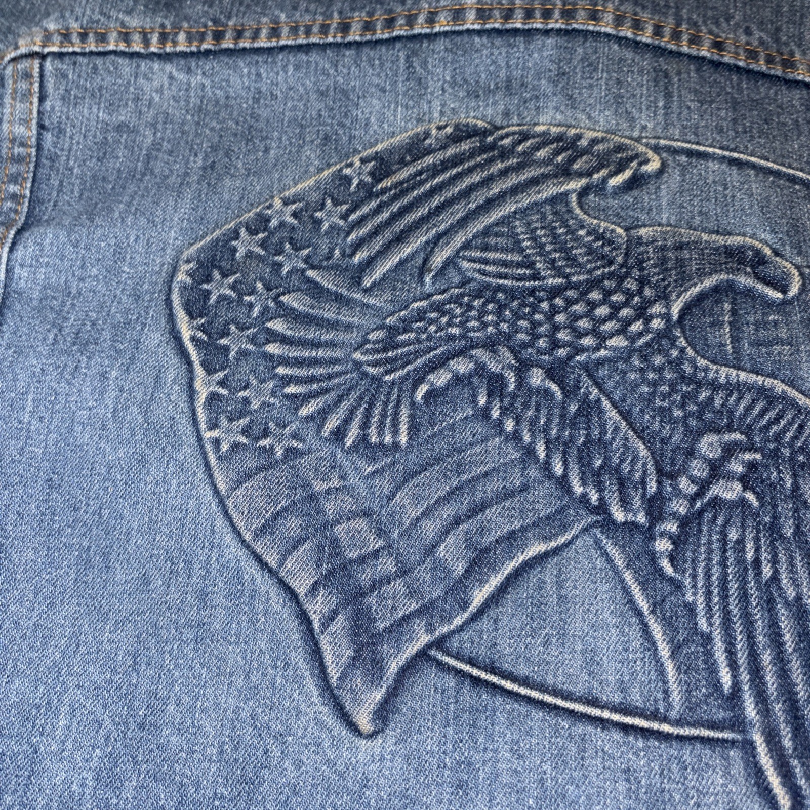 American Eagle Embossed Denim Jacket Transportati… - image 21