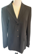 Calvin Klein 3-Button Suit Jacket Black Lined Womens Size 8 Logo Buttons Vintage