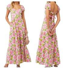 Show Me Your Mumu Cathy Maxi Dress Floral Linen Tie Back Size Small