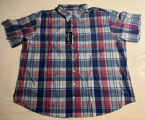 IZOD Men’s Sz 3X Big/Tall S/S Breeze Stretch Wicking Quick Dry Blue Plaid *NWT* - Picture 5 of 14