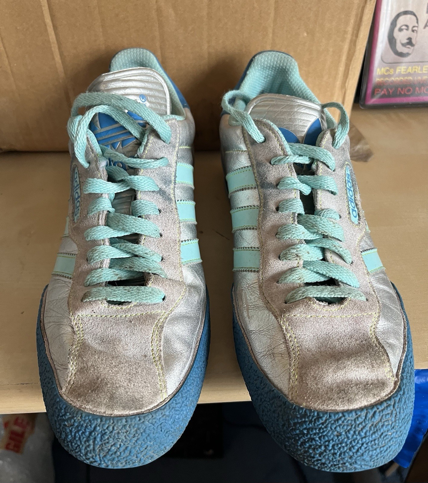 Rare Adidas Originals Samba Super Men's Trainers UK 9.5 Blue/Silver image 3