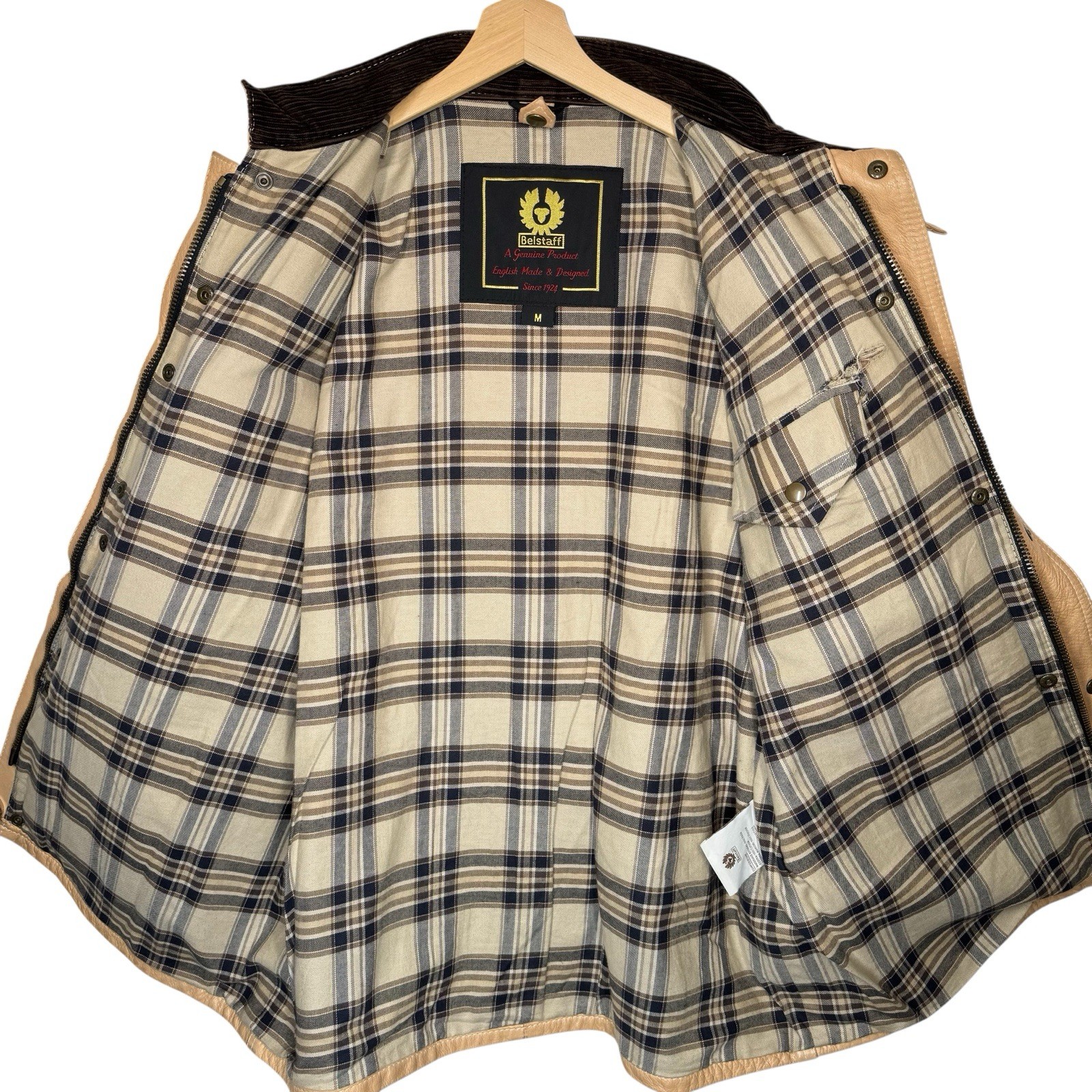 Belstaff Panther Leather Biker Jacket Medium Beige Vintage Malenotti Belted 00s thumbnail 6