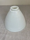 VTG MCM White Milk Glass 8" X 6" Floor Table Lamp diamond Waffle Shade conical