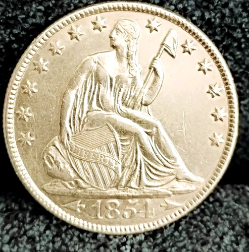 1854 O Seated Liberty Half Dollar AU+++ with Arrows Excellent Coin