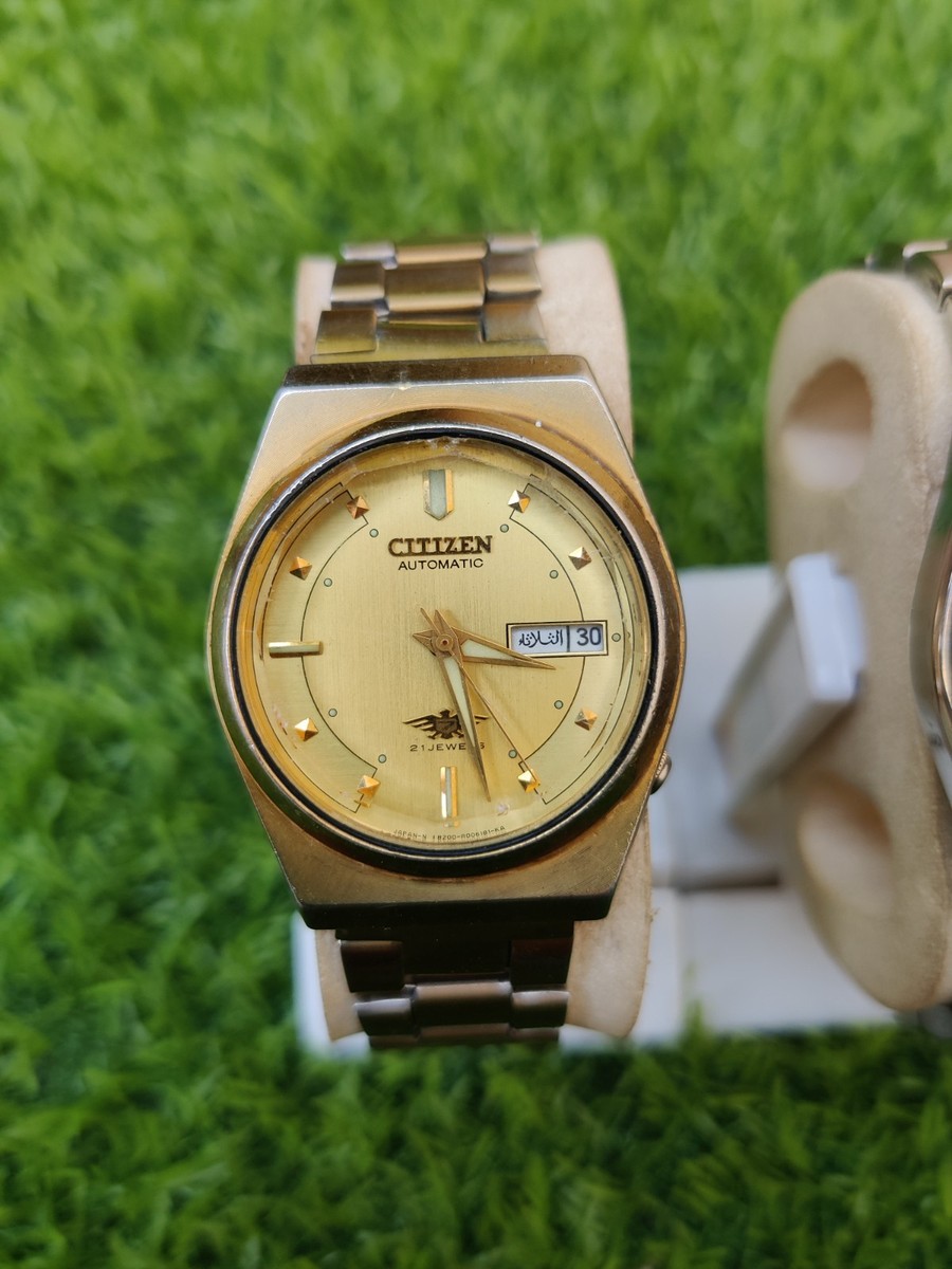 Vintage Citizen Automatic 21 Jewels Watches Pair Gold Tone Japan