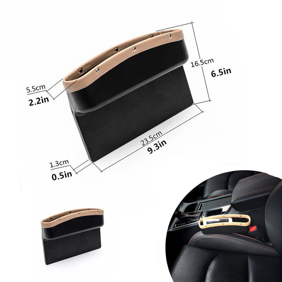 1x Seat Side Storage Box Case Pocket Car Organizer Gap Holder Plastic & Leather - Image 3 of 4