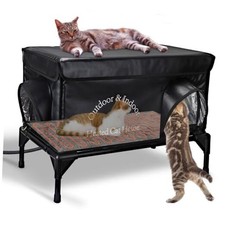 Heated Cat House for Outside Cat in Winter, Insulated Black Cat House 02