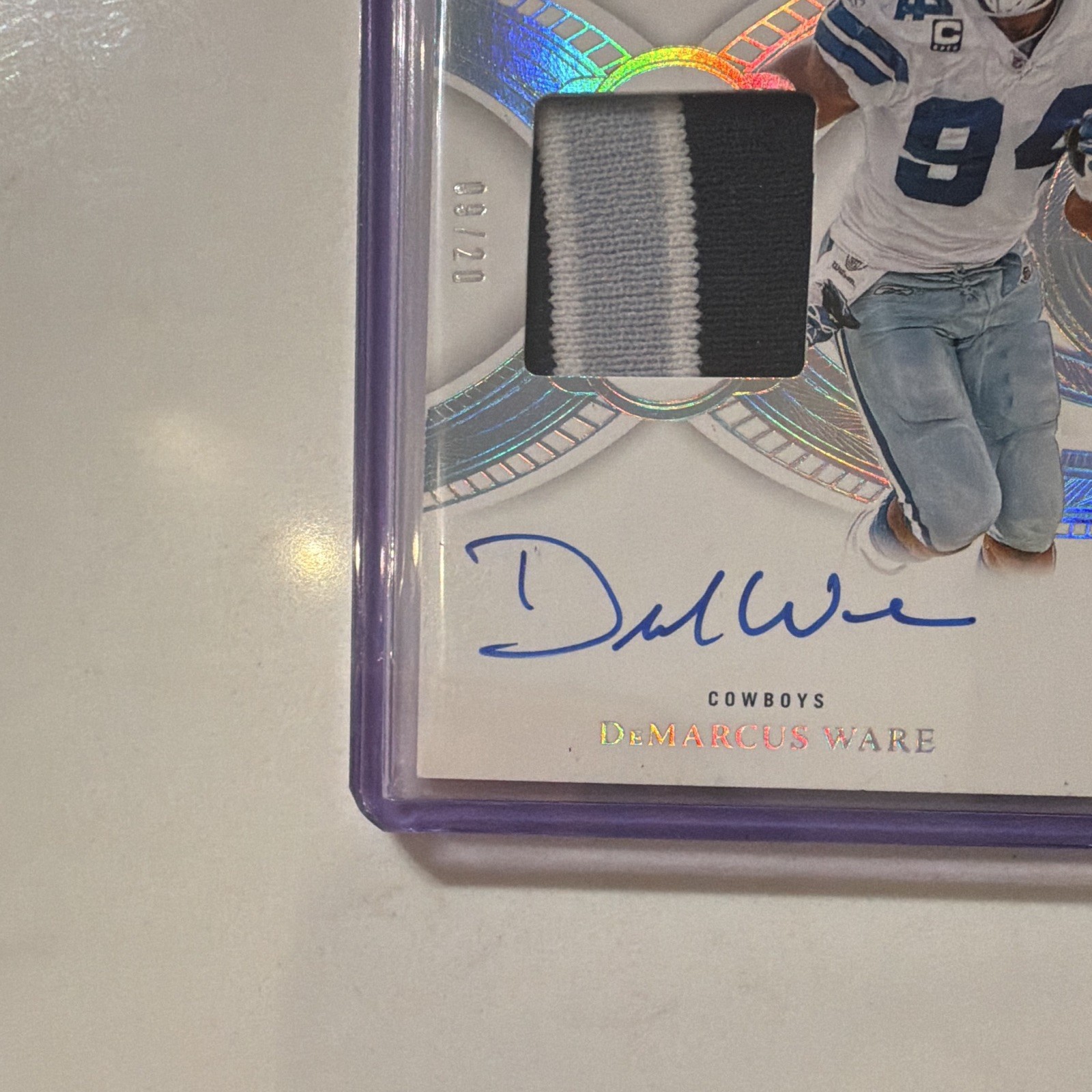 2025 Panini Flawless DeMarcus Ware Cowboys Jersey Patch Auto Silver /20 view 3
