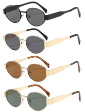 ISIUINN Retro Oval Sunglasses Small, Black gold Grey gold Brown gold Green
