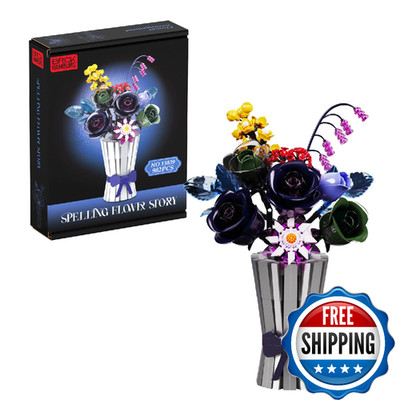 Flowers Bouquet Building Set 982 PCS Multiple Rose Botanical Collection Kit Arti
