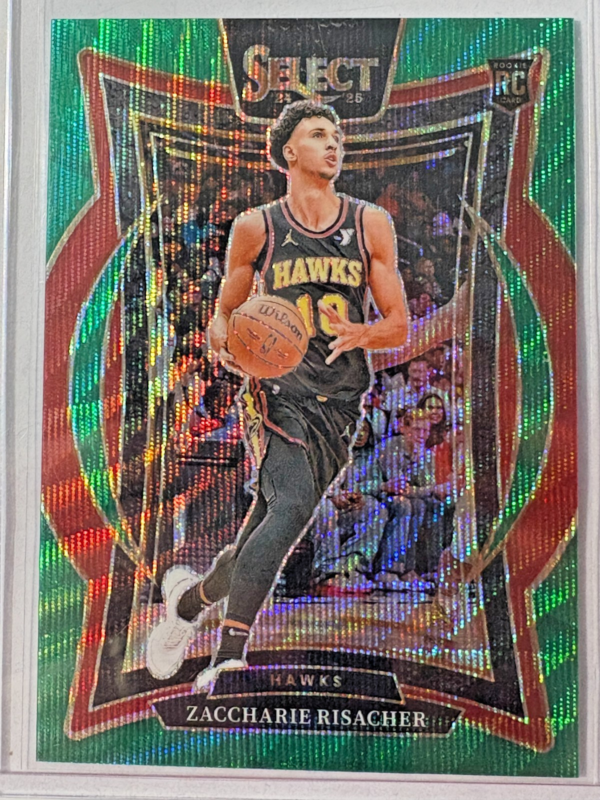 Zaccharie Risacher 2024-25 Panini Select Green Wave Prizm #86 (RC) Concourse /50