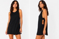 Reformation Black  Sleeveless Mini Dress Size S Open Side Shift Tunic
