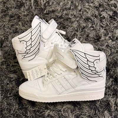 adidas Jeremy Scott Wings White Black High Top Men's Sneakers Graphic Print